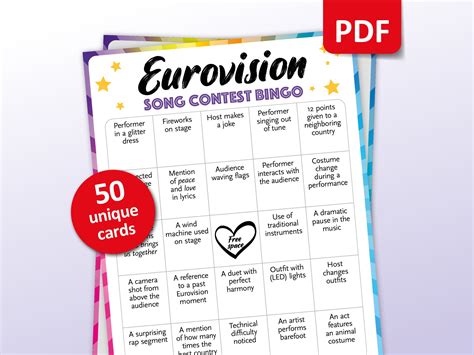 eurovision bingo 2024|2024 Eurovision Bingo Cards & Party Game .